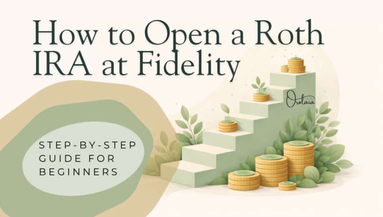 Illustration showing a step-by-step path of coins growing upward, representing opening and investing in a Roth IRA at Fidelity.